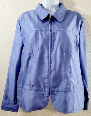 Draper's & Damon's Periwinkle Blue Purple Full Zip Blazer PL Lightweight Soft
